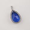 Blue Sapphire Gemstone Silver Pendant 1.8" , 925 Sterling Silver Jewelry, Partywear Pendant, Valentine's Day Gift For Wife PP-65-6
