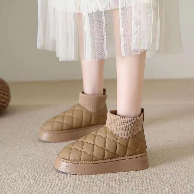 

2024 new winter Internet celebrity snow boots women s velvet thickened warm bread cotton shoes short boots platform factory 40 хакі