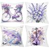 Lavender Patterned Pillows With Violin Umbrella Bicycle Flowers Polyester pillowcase, sofa  cushion cov Headboard Pillow