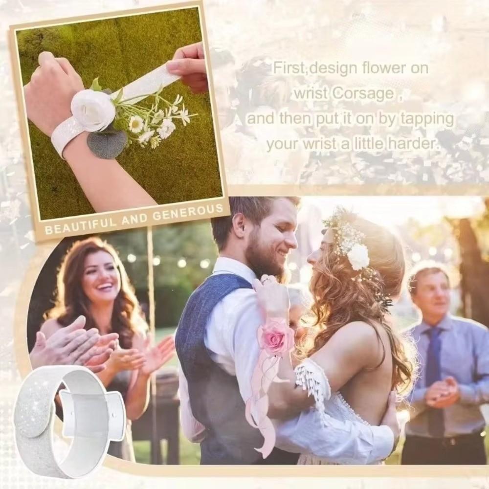 2pz Braccialetti Corsage da Polso Fai da Te Multiuso Corsage Polso Fascetta Floreale Fidanzamento