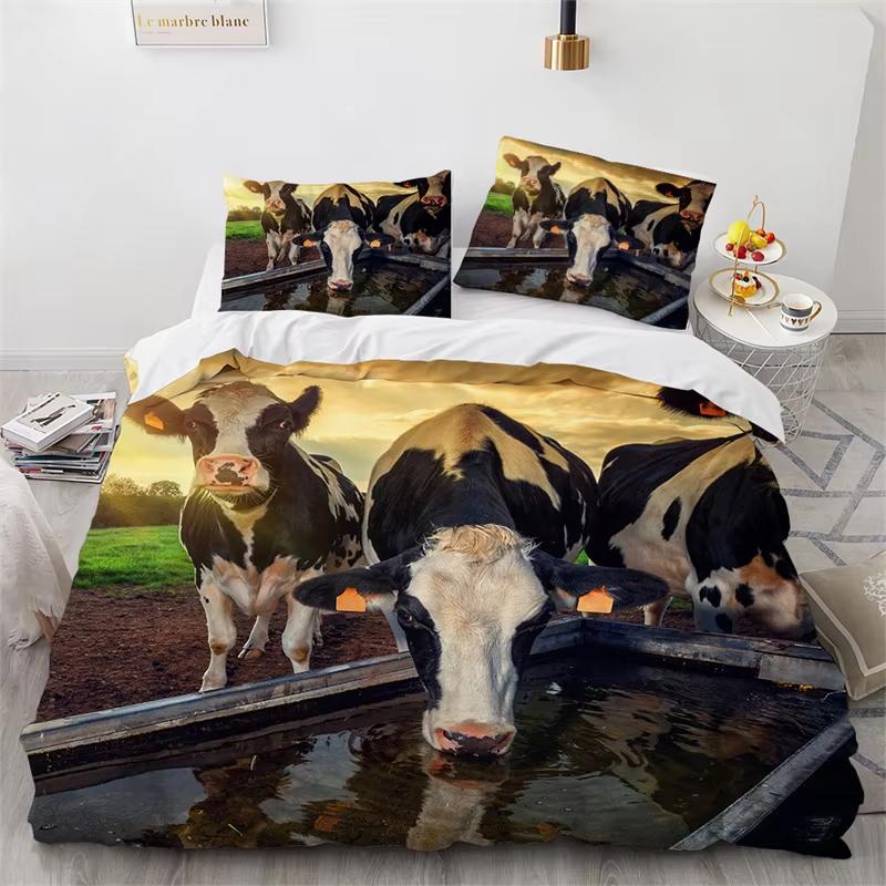 Highland Cow Duvet Cover Full Bull Cattle Bedding Set Bedroom Decor Western Funny Animal Wildlife Farmhouse Cow Comforter Cover
