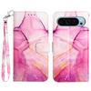 For Google Pixel 9/Pixel 9 Pro Case with Strap Marble Pattern Leather Phone Cover Card Holder