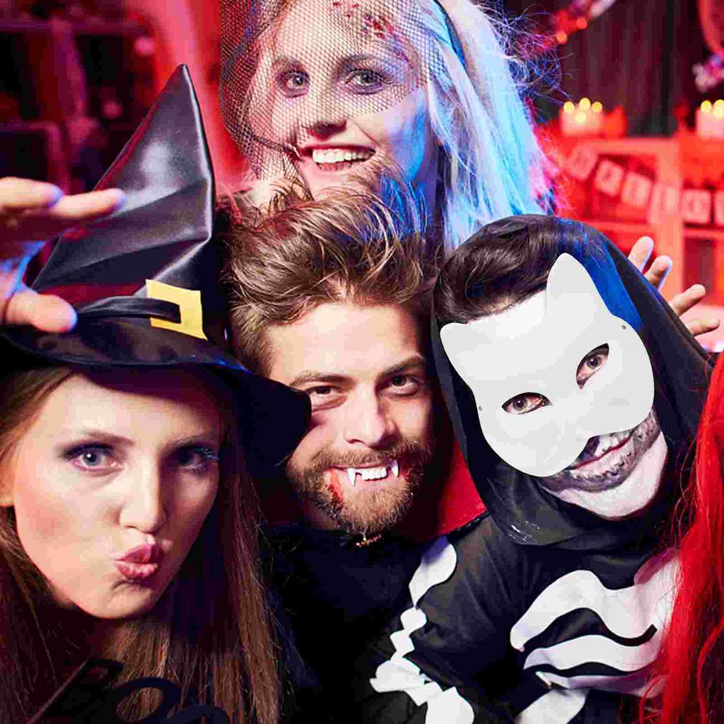 10 Pcs Clothing Fox Pulp Mask Man DIY Painting Paper Cat Masks To Halloween Cosplay Accessories