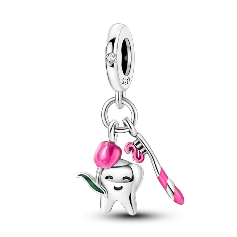Fit Original Charms Pink Seriescopper Perfume Charm Pendent Dangle Bead Bracelet Necklace Diy Women Jewelry Gift