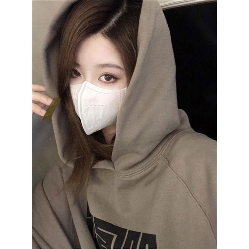 Vintage Fleece Hoodie Women's Oversized Baggy Pullover Sweatshirt With Graphic Print