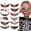 Waterproof Big Mouth Face Sticker Bloody Makeup Halloween Horror Tattoo Stickers   Party Supplies