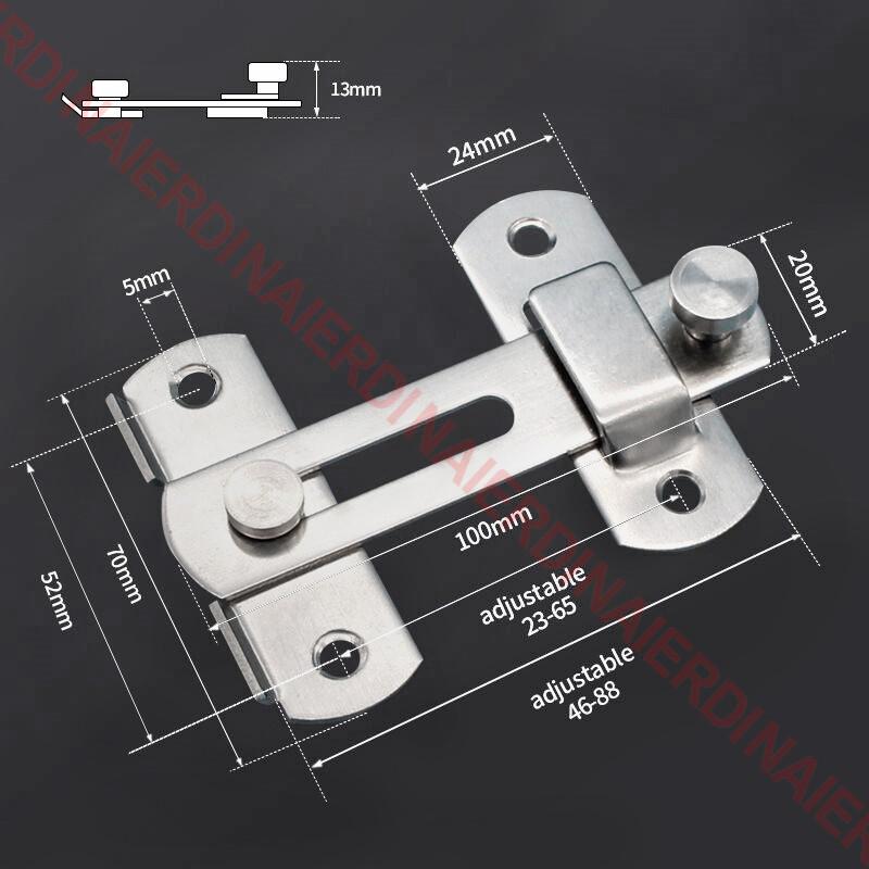 NAIERDI Stainless Steel 90/180 Degree Hasp Latches Sliding Door Chain Locks Security Hardware For Window Cabinet Hotel Home