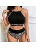 Zweiteilige Übergrößen-Badeanzüge Damen Strand-Bikini-Set Leopardendruck Sexy Damen-Bikinis Bademode