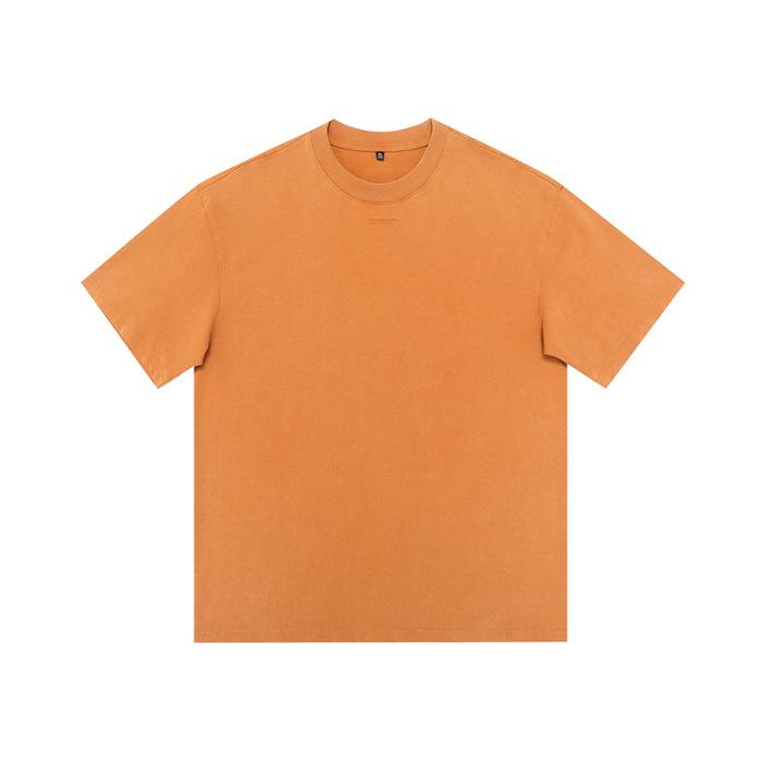 Heavy Summer Pure Cotton Short-sleeved T-shirt Men's Loose Letter Printed Round Neck Half-sleeved