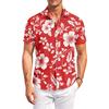 Men’s Hawaiian Print Casual Outdoor Collared Short Sleeve Shirt with Relaxed Fit Button Down Design for Summer Activities