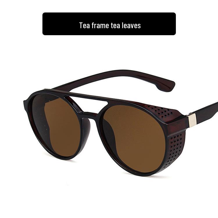 

Круглые солнцезащитные очки стимпанк с двойной перекладиной 2020: Трендовый европейский и американский ветрозащитный стиль As Shown