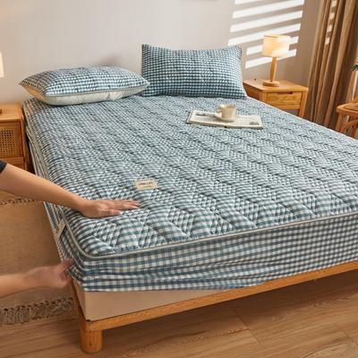 Funda de Colchón Acolchada Gruesa Antideslizante Estructura de Tres Capas Colcha de Algodón Cepillado para la Cama Tamaño Queen King Sábana