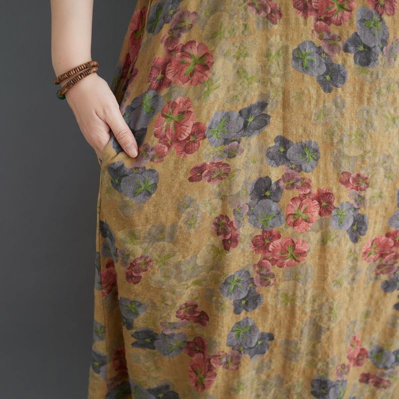 DIMANAF New 2026 Women Plus Size Summer Beach Sundress Loose Casual Maxi Lady Floral Print Dress Long Dress