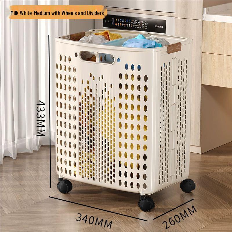 Skládací koš na prádlo s kolečky - Velkokapacitní úložný prostor na špinavé oblečení do koupelny