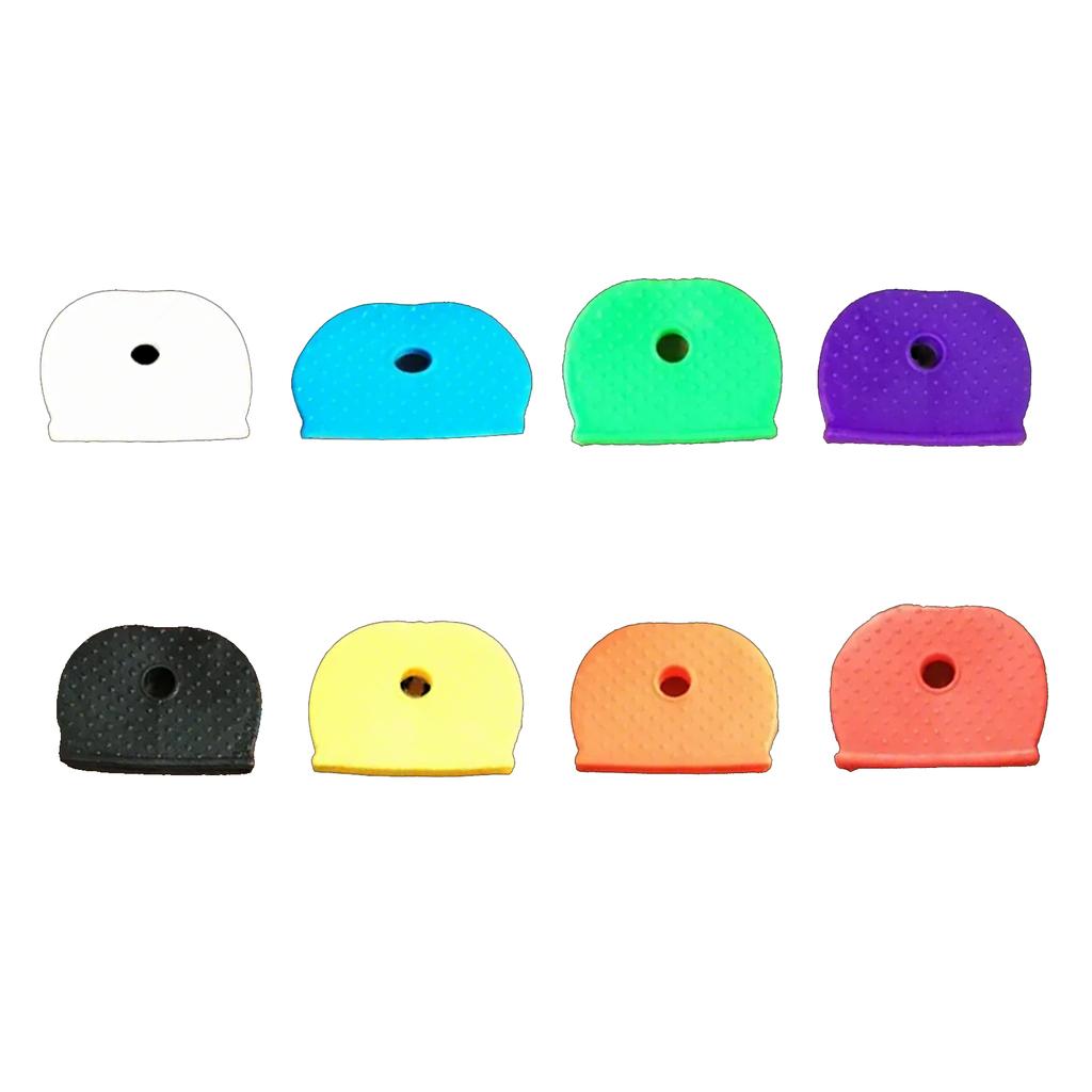 8pcs Colorful Plastic Key Covers Set for Easy Identification with Round and Semi Round Shapes in Vibrant Colors