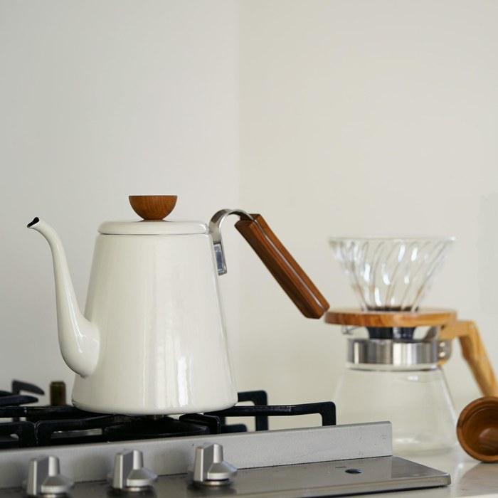 Hario V60 Enamel Drip Kettle Buna 800ml IH Compatible BDK-80-W White 800mL