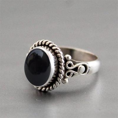 Black Onyx Oval Gemstone Ring, Handmade Designer Ring, Birthstone Jewelry, Ring For Women, Statement Ring, Boho Ring