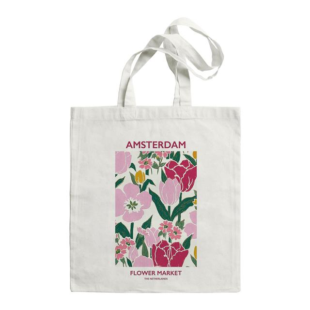 Flower Canvas Shopping Bag Female Canvas Cloth Shoulder Bag Eco Handbag Tote Reusable Grocery Shopper Bag Women Student Book Bag