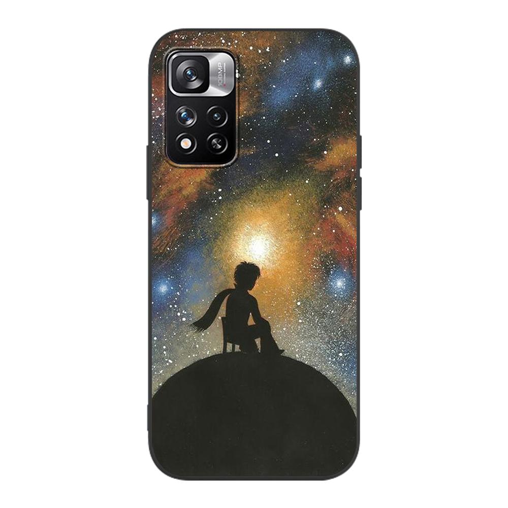 Little Prince Anime Space Case for Xiaomi Redmi Note 9S 9 8 10 11 Pro 9C 9A 7 8T 7A 8A 10S 11T 11E 9T Black Silicone Phone Cover