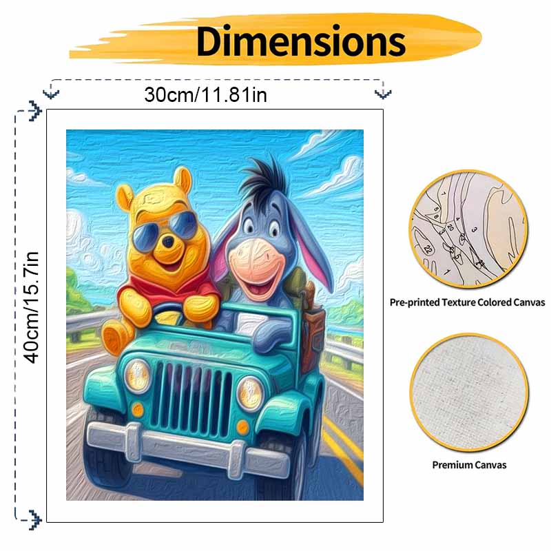 Disney Winnie the Pooh Eeyore Driving DIY Painting Kit Classic Style Home Decor Craft Gift Idea Wall Art Cartoon Characters Funny 130