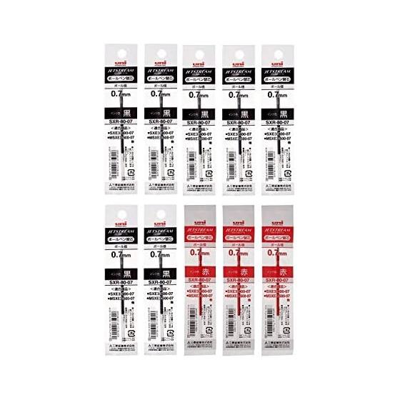 Oil-based ballpoint pen refill jet stream multicolor multifunction 0.7mm black 7/red 3 SXR8007.24/15 2 colors set of 10