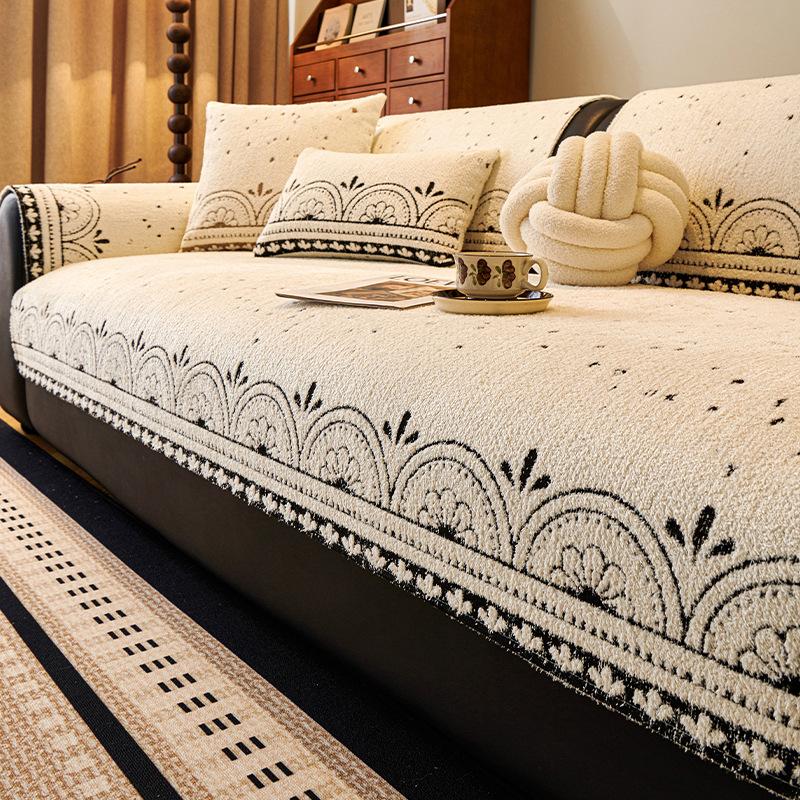 

Утолщенная бархатная подушка на диван с полукраем Новый чехол для кожаного дивана прямого кроя Ткань-чехол Зимняя нескользящая накладка на сиденье Ткань-чехол Полотенце 70*90cm