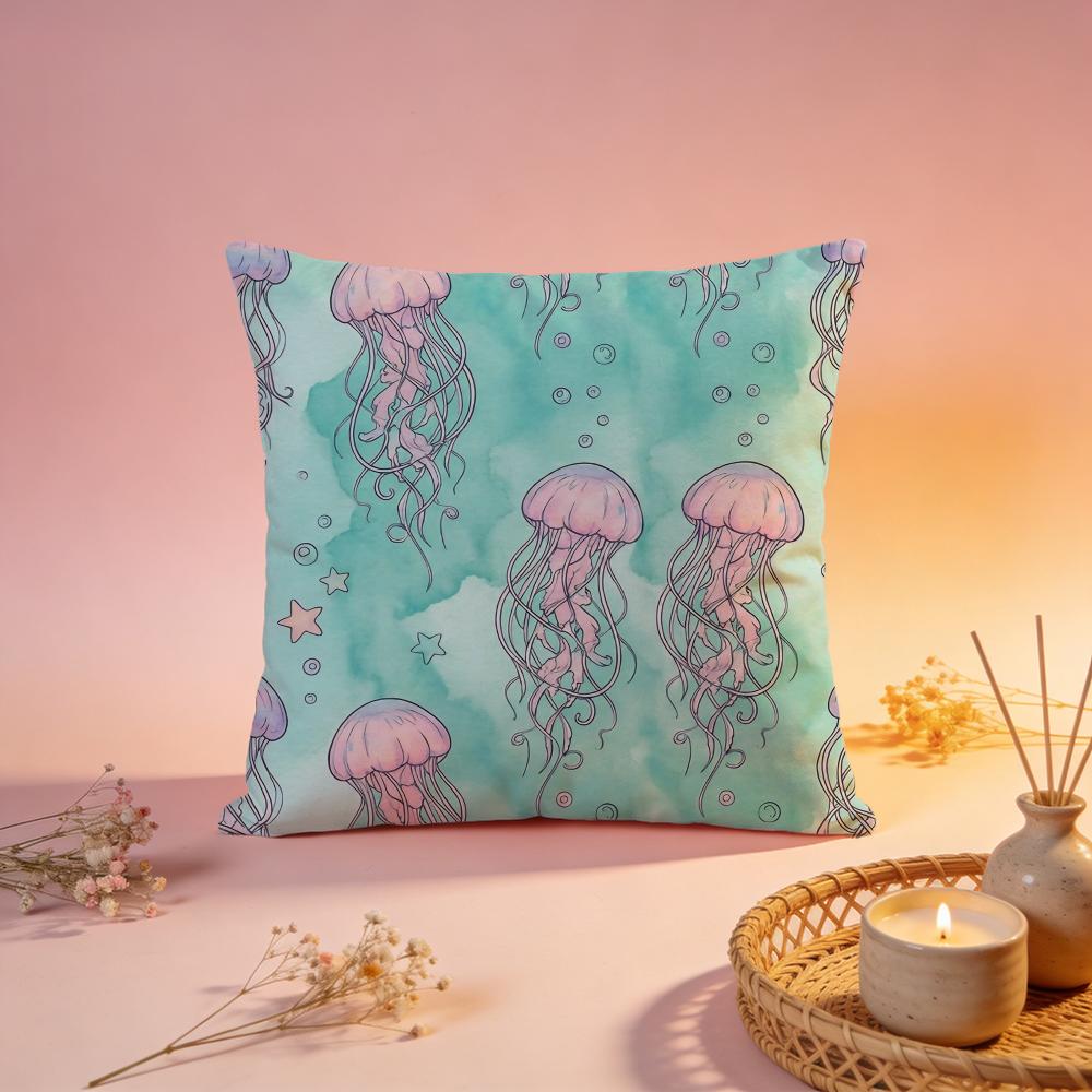 Dreamy Glowing Jellyfish Cushion Cover Comfortable Durable Pillow Cover MultiScene for Home Office Car Sofa
