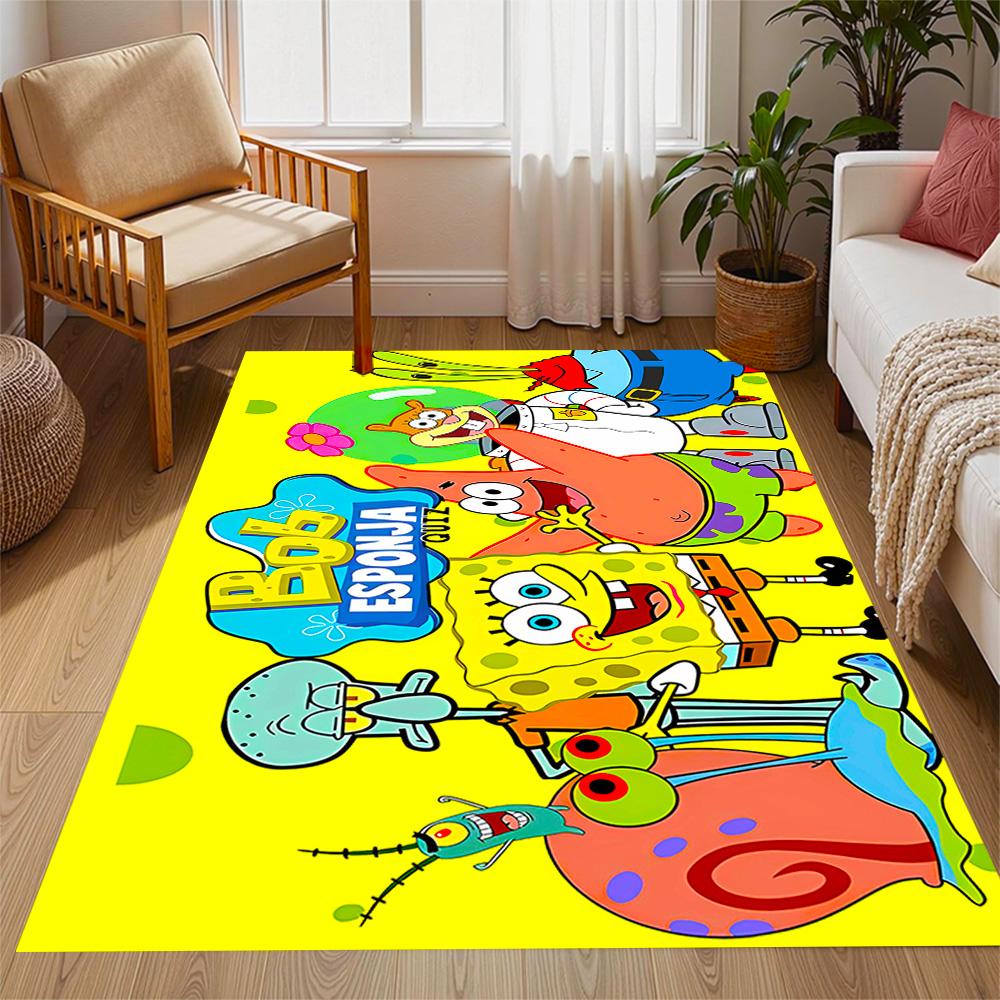 Spongebob Squarepants Adventure Themed Anti-Slip Rugs - Polyester Home Decor, Suitable for Bedrooms, Living Rooms, Doorways, Studios, and Decorations
