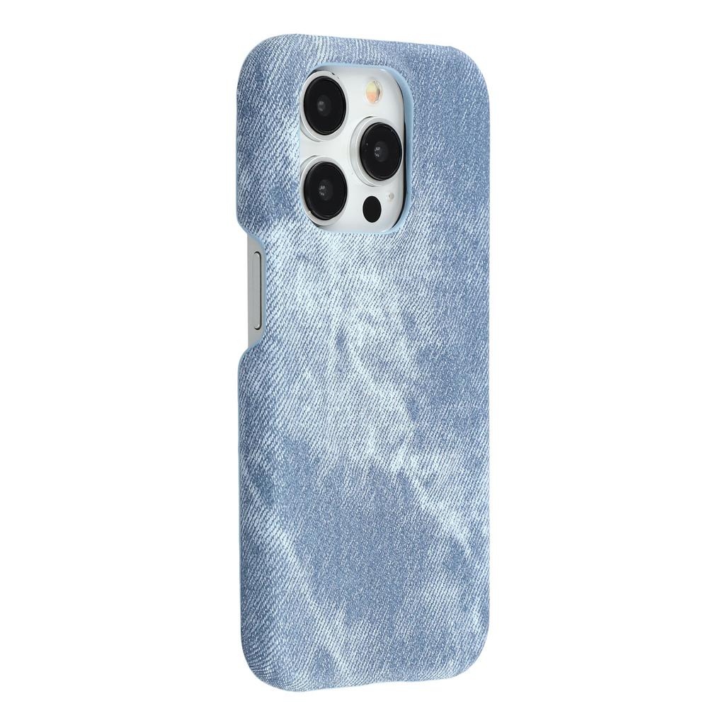 For iPhone 13 Pro Max Magnetic Case Denim Cloth Texture Leather + PC Shockproof Phone Cover