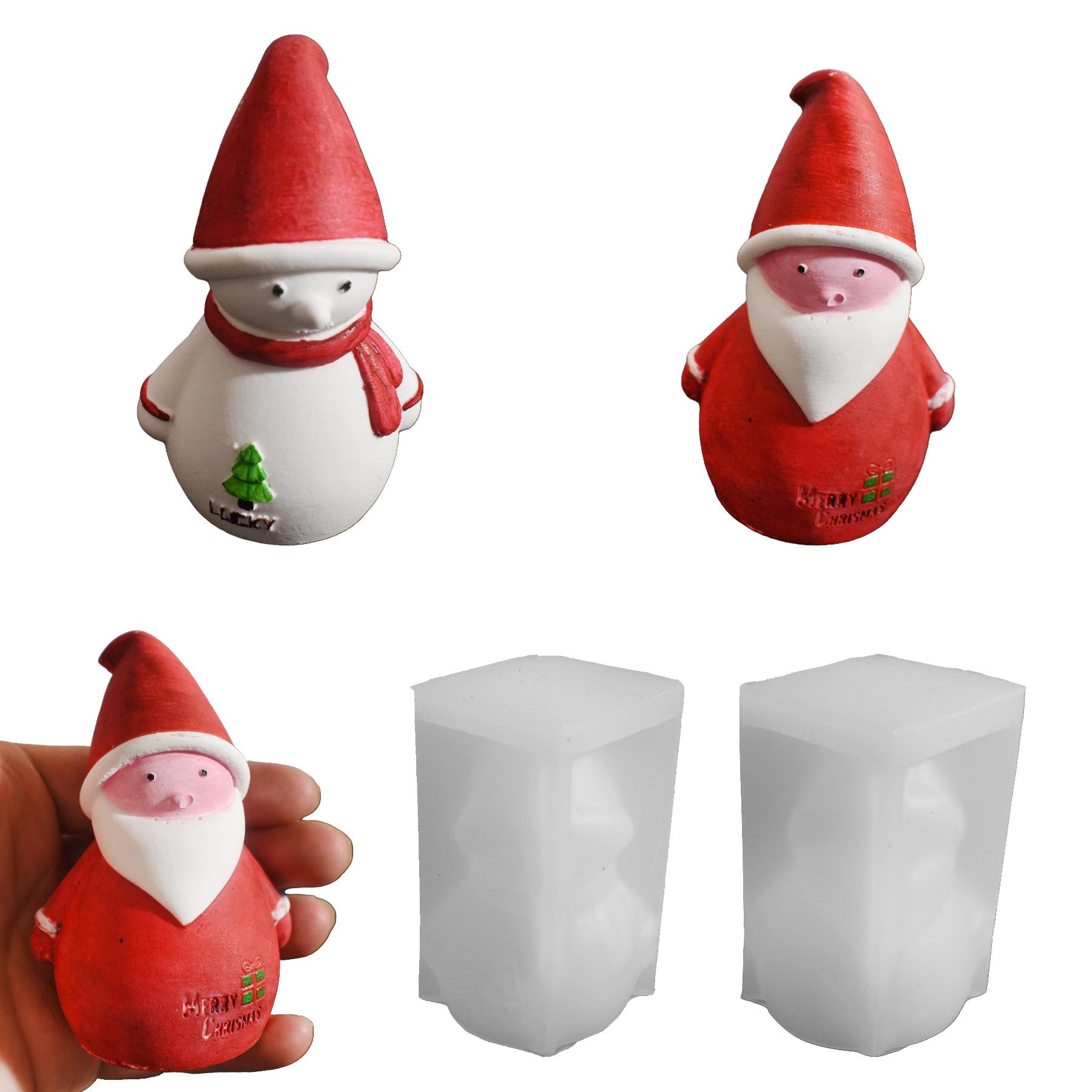 

Новая форма Рождественский снеговик форма для свечи Счастливая шляпа Санты Фигурка снеговика Гипсовое декоративное украшение Нерегулярные силиконовые формы
