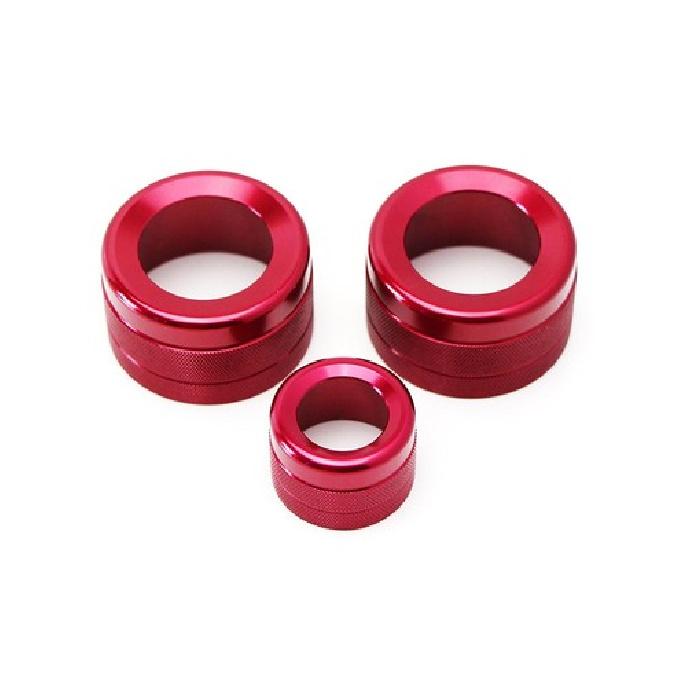 3pc Red AC Climate Control Radio Volume Knob Ring Covers For BMW 5 6 7 Series