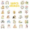 New 56 Small Fresh Retro Wedding Flowers Stickers Watercolor Flowers Wedding Creative Decoration Materials Stickers