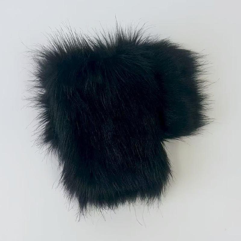 Faux Fox Fur Cuffs Women Winter Warm Plush Wristbands Arm Sleeves Detachable Furry Cuffs For Stage Show Costume Accessories