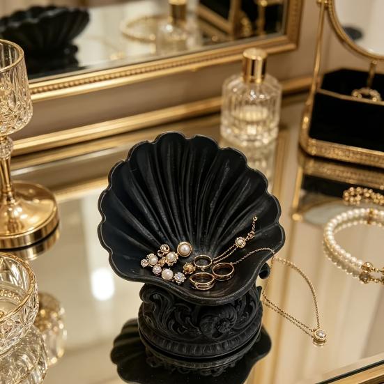Yangyizhi 3D Printed Shell Jewelry Tray, Vintage Earrings Necklaces Rings Bracelets Dish, Decorative Keys Trinkets Holder Organizer Bowl