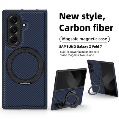 Kevlar Fiber Magnetic Holder Case For Samsung Galaxy Z Flip7 FE Z Fold 6 5 4 3 5G For Magsafe 360 Rotating Stand For Google 10/9Pro Fold Cover