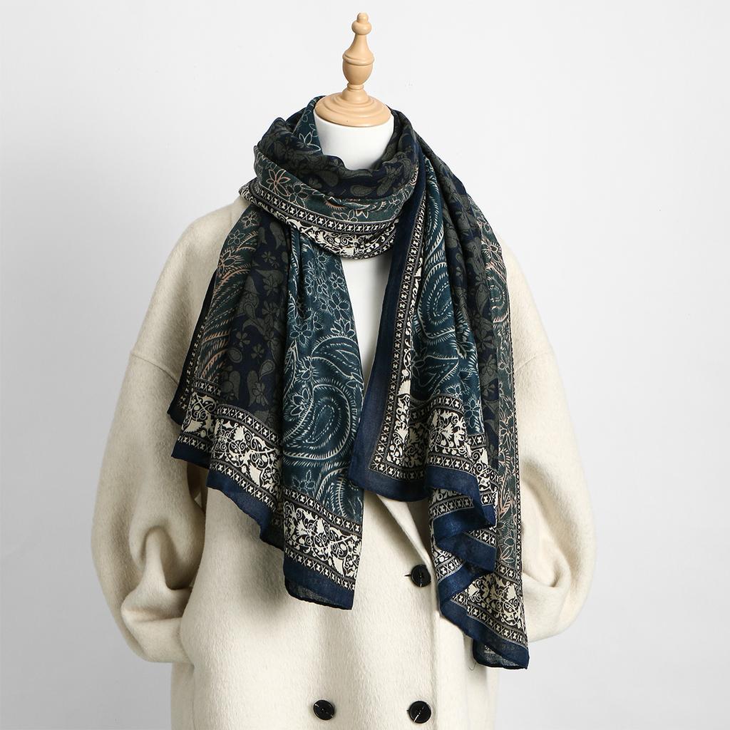 Paisley Scarf Hijab For Woman Cashmere Shawls Pashmina Tassel Hijab Head Wraps Femme Winter Scarves Foulard Bufand 180*80Cm