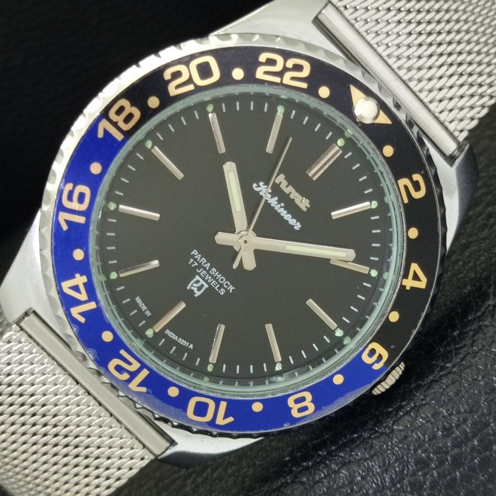 

HAND-WINDING VINTAGE HMT KOHINOOR INDIAN MENS TURNABLE BEZEL WATCH a702065-5 R208-a702065