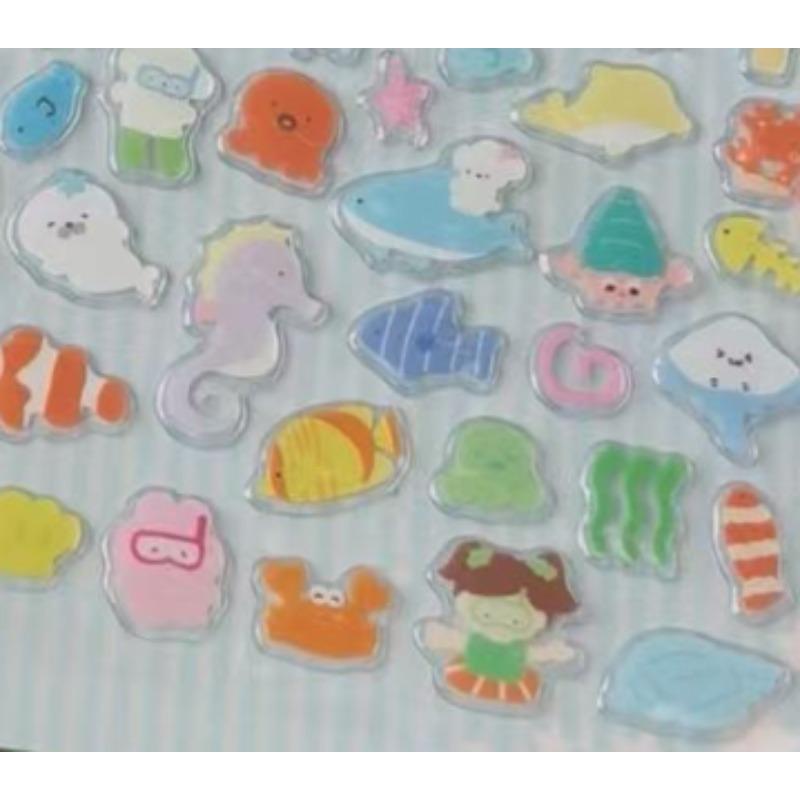 Cute Transparent Cartoon Sushi Burger Stickers for Scrapbook Phone Case Personalized DIY Decoration 1pc Arts Crafts