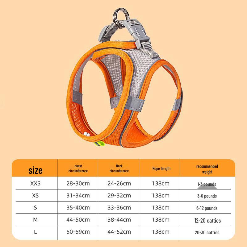 Breathable Reflective Pet Harness Vest with Leash for Cats & Dogs