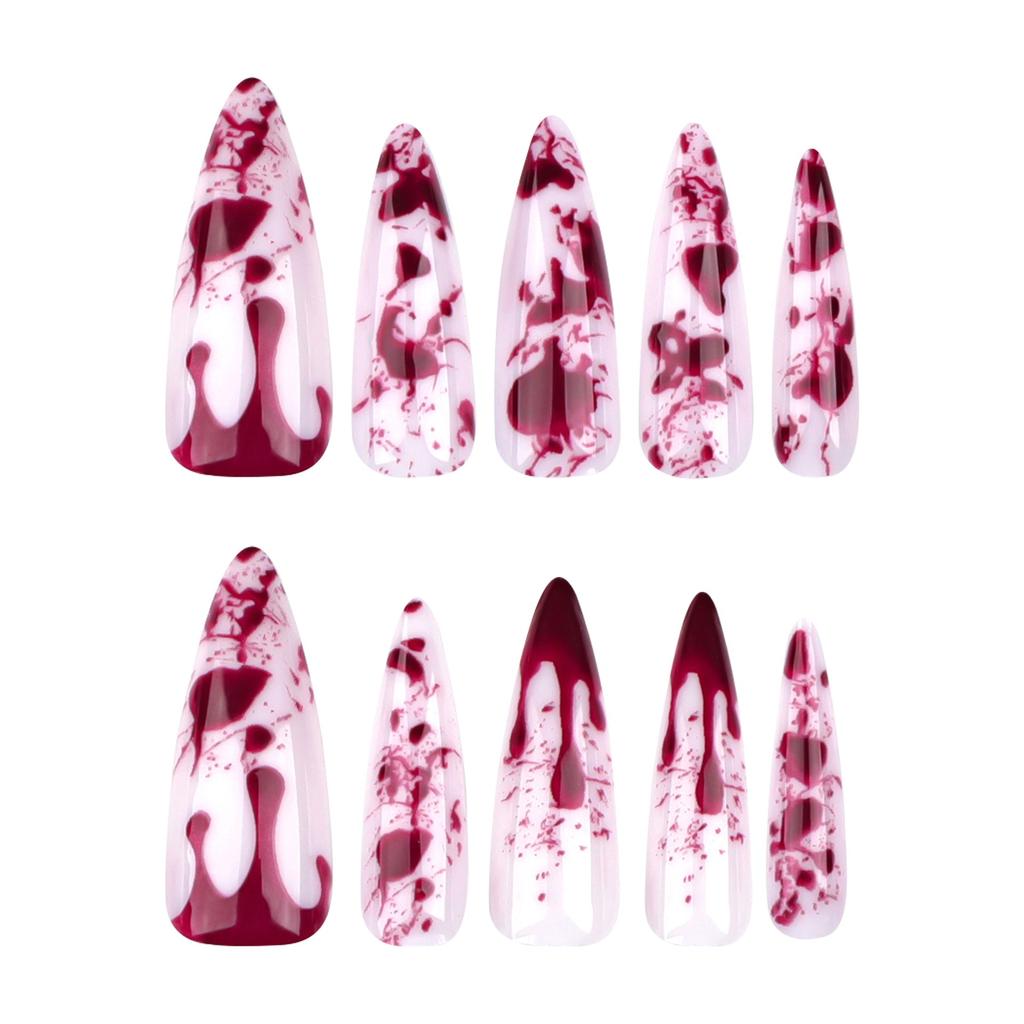 2024 Halloween Wearing Nail Art French Nail Art Long Pointed Nail Plate Press On Nails False Nail