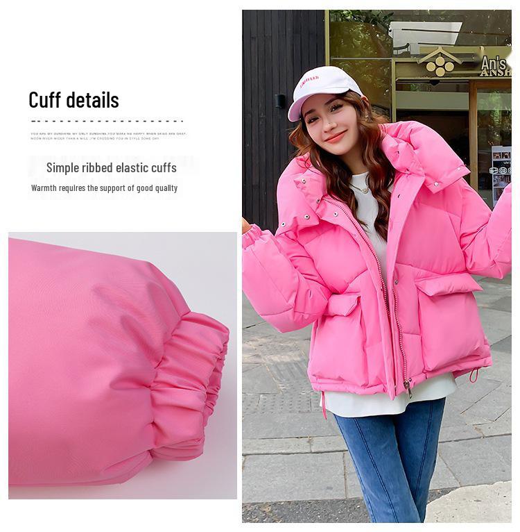 Women's Short Loose Casual Down Cotton Coat - Autumn/Winter 2025 Korean Style with Big Pockets