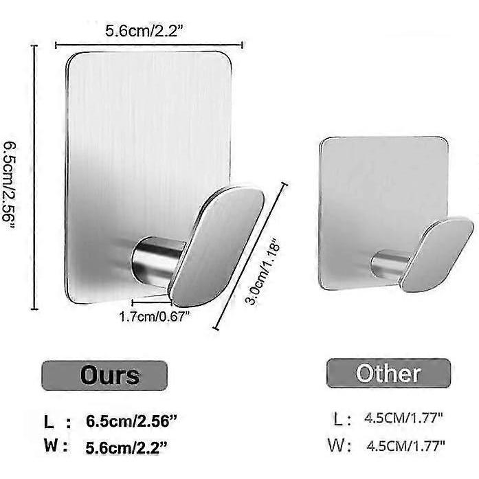 4pcs/set 304 Stainless Steel Self Adhesive Hooks, Stick On Hooks Holder For Tea Towel Robe Coat - DD