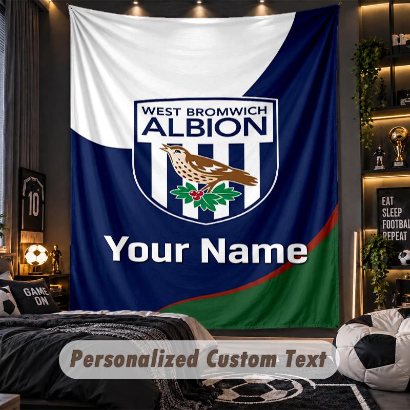 TapestryWest Bromwich Albion FC Custom Name Text Personalized Wall Hanging Tapestry Home Wall Decor
