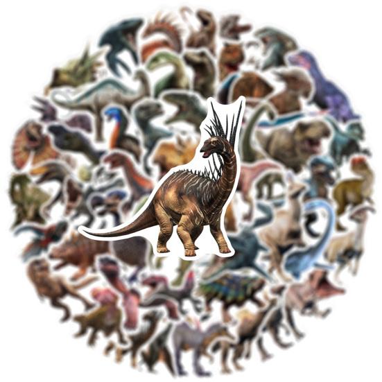 50Pcs/Set Dinosaur Sticker Non-fading Waterproof Self-Adhesive Multiple Patterns Animal Notebook Scooter Storage Box Graffiti Decal Home Appliances