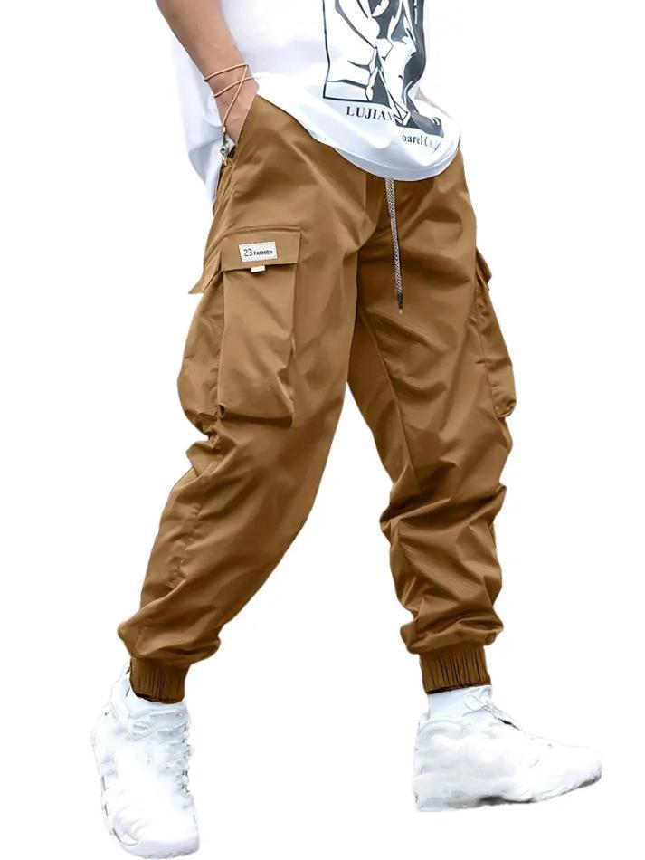 

Осенние мужские повседневные брюки в японском стиле 2024 года с множеством карманов и свободными манжетами Medium