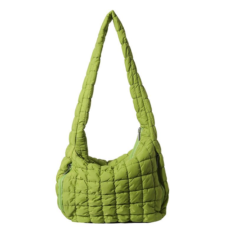 

2025 New Pleated Cloud Bag Versatile Fashion One-Shoulder Dumpling Bag Double-sided Pulled Down Cotton Armpit Women s Bag 38*32*7 зелений