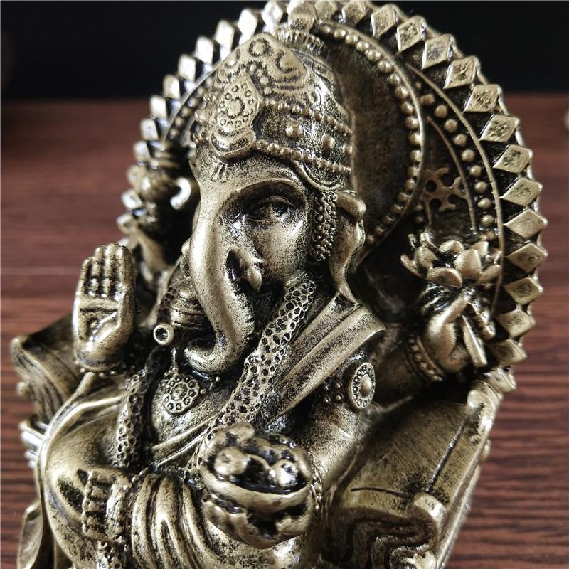 Lord Ganesha Statue Sculpture Elephant God Buddha Statues Figurines Resin Bronze Color Ornament For Home Garden Decoration