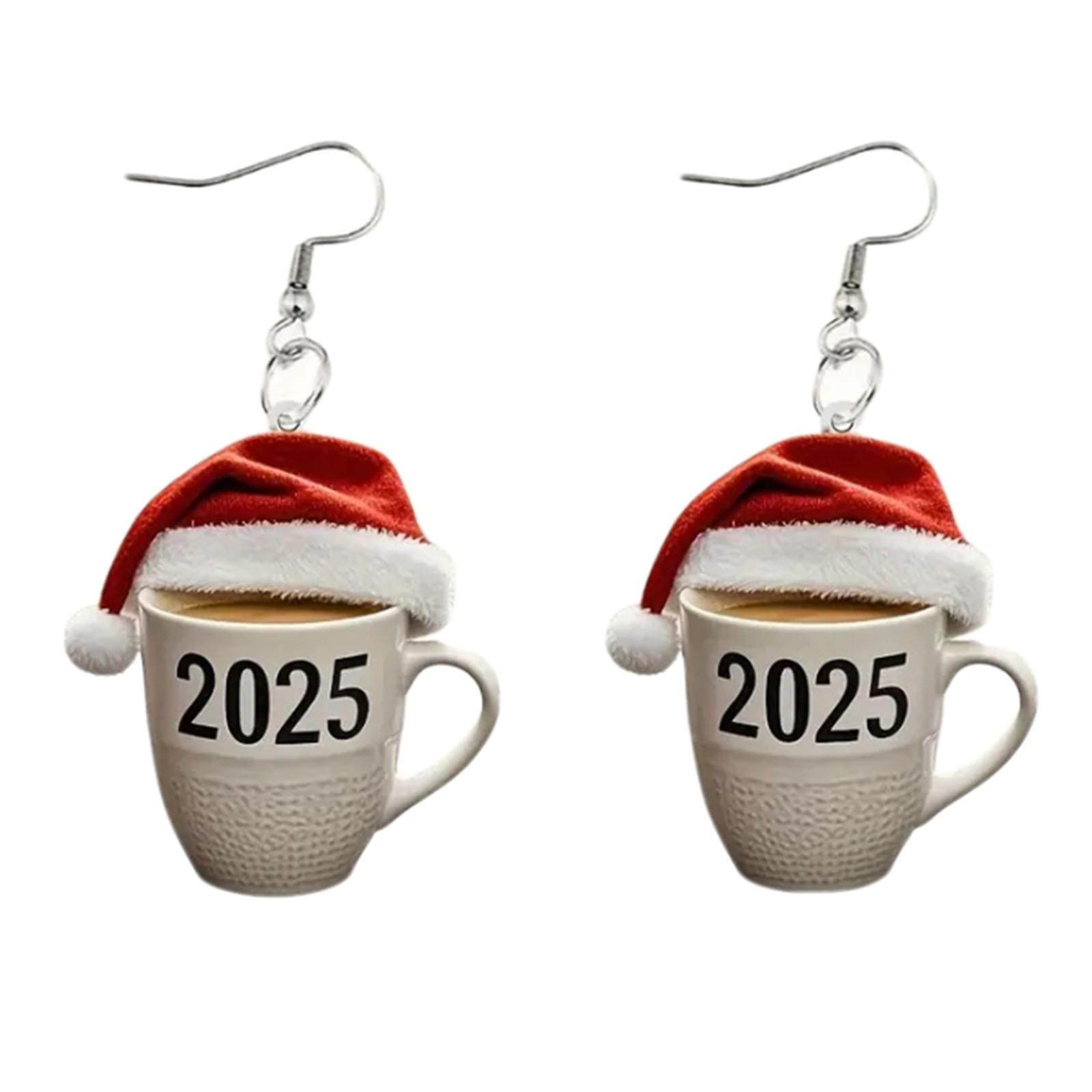 

Новогодний карнавал Рождественская шляпа Кружка Акриловые серьги Серьги креативного дизайна