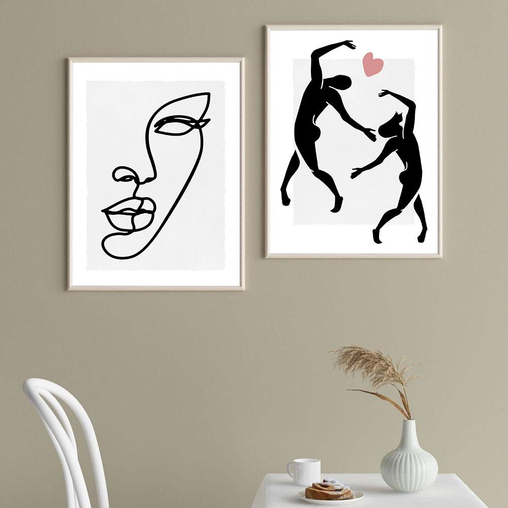 Abstract Dancer Minimal Poster Female Face Line Art Print Black White Canvas Painting Nordic Wall Picture Living Room Home Decor