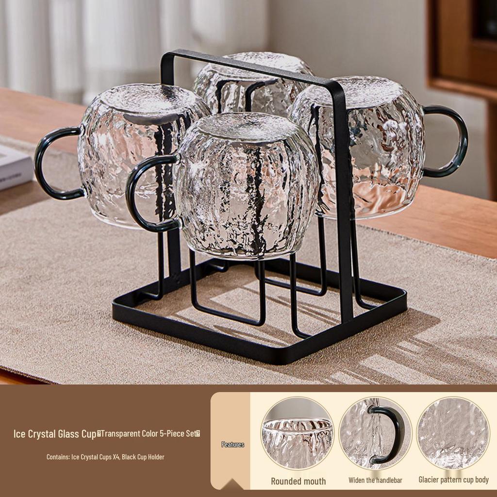 Luxury Glacier Glass Pitcher & Cup Set for Living Room - Elegant Cold Water Drinkware